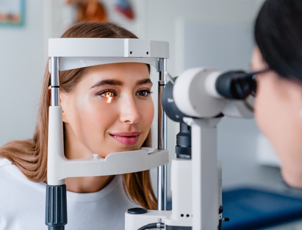An image of a man receiving eye examination